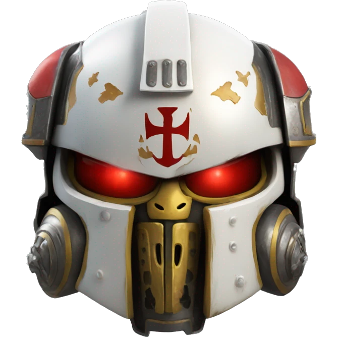 Space Marine 40K helmet with red lenses, featuring the Russian coat of arms. emoji