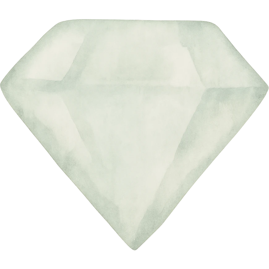 green diamond, illustration style, transparent background emoji