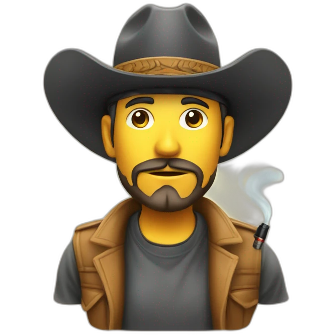 un hombre con sombrero de paja fumando vape emoji