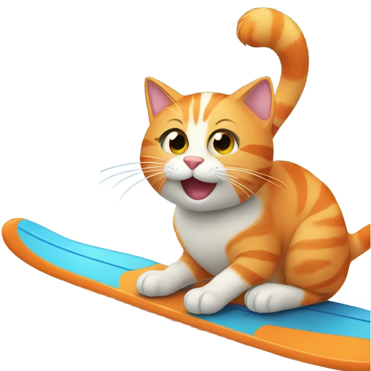 Happy Orange cat with skis emoji