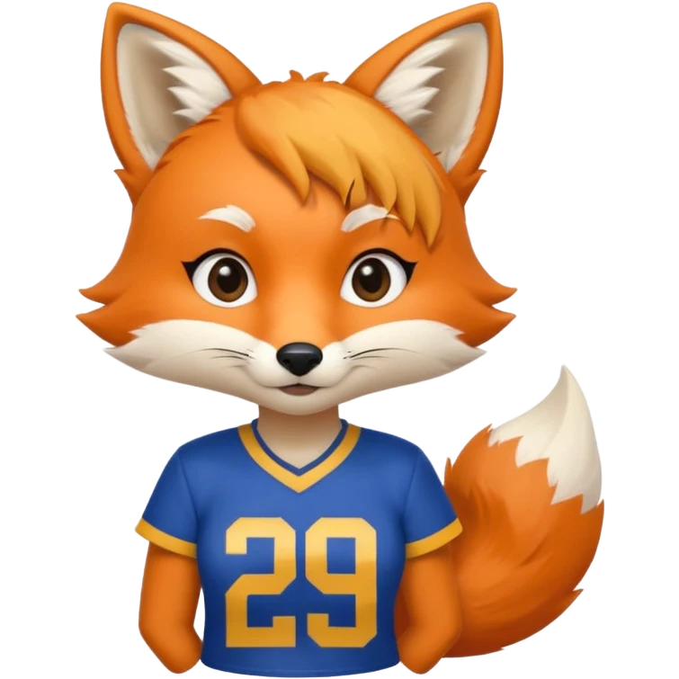 A cute girl fox with a bushy tail wearing a LA Rams shirt emoji