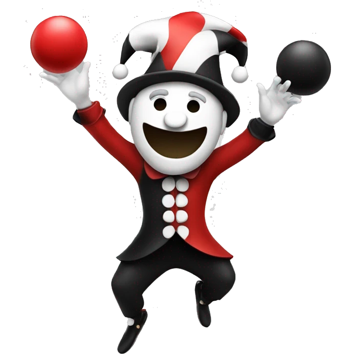 Red black and white jester juggling  emoji