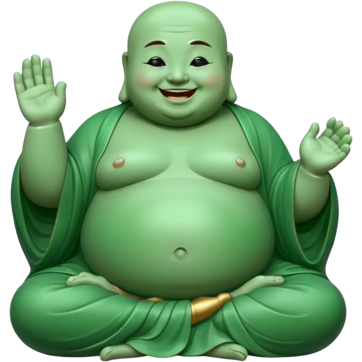 A fat meditating buddha statue jade figure laughing and smiling emoji