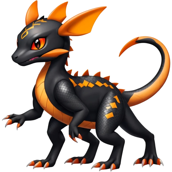 Cute Shiny Guilmon-Salandit-Umbreon-Fakémon-hybrid-creature (full body)  emoji