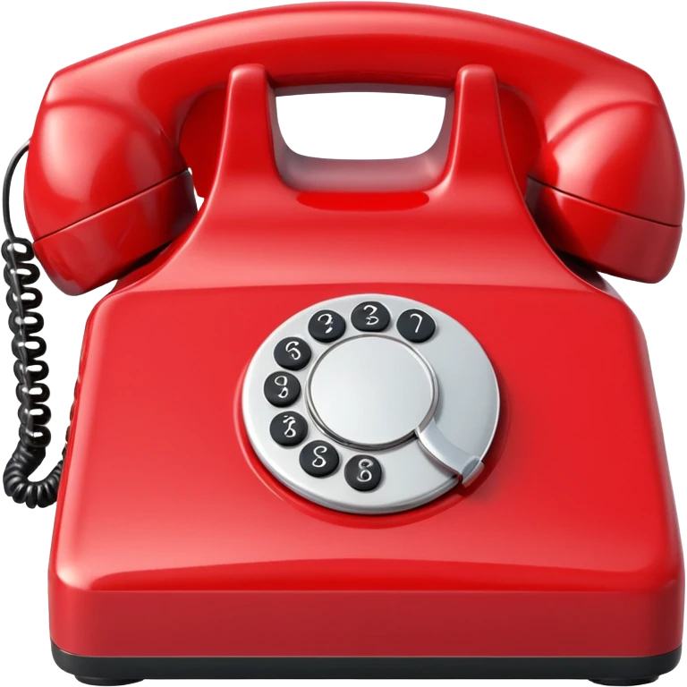 red analog telephone, glossy finish, bright saturated red, smooth curves, minimal details, clean and shiny
 emoji