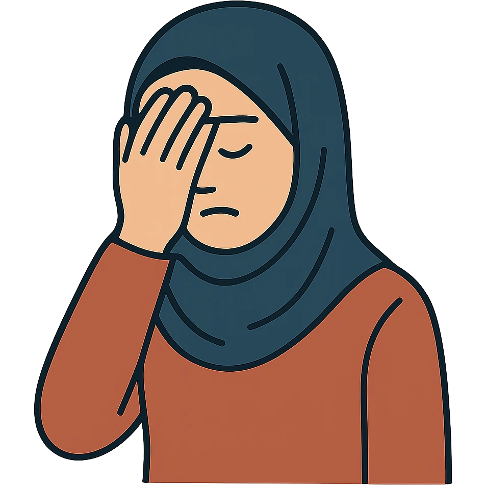 flat toon style woman in hijab facepalming emoji