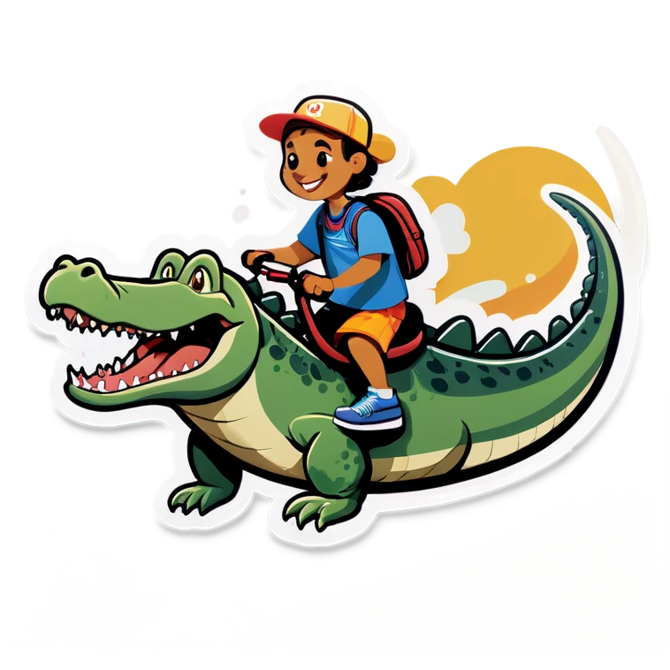 Dog riding an alligator  emoji