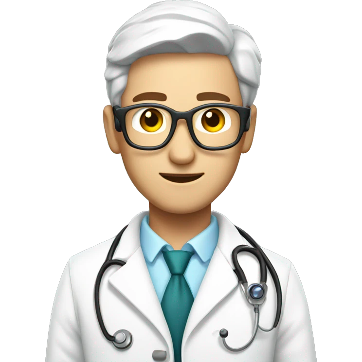 A male doctor in a white coat with a shining phonendoscope emoji