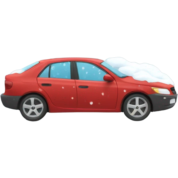 Driving red car in a snow storm emoji