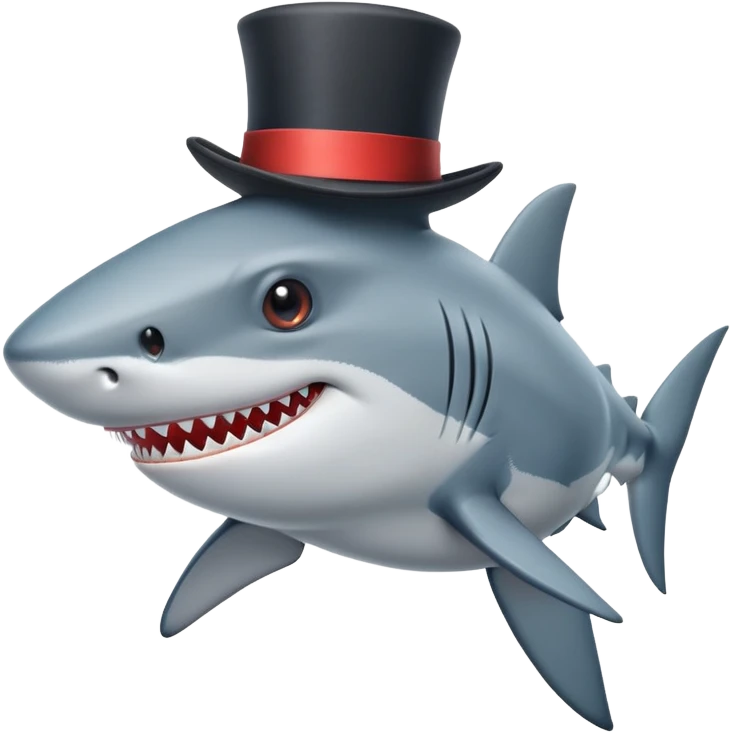 Shark with a top hat emoji