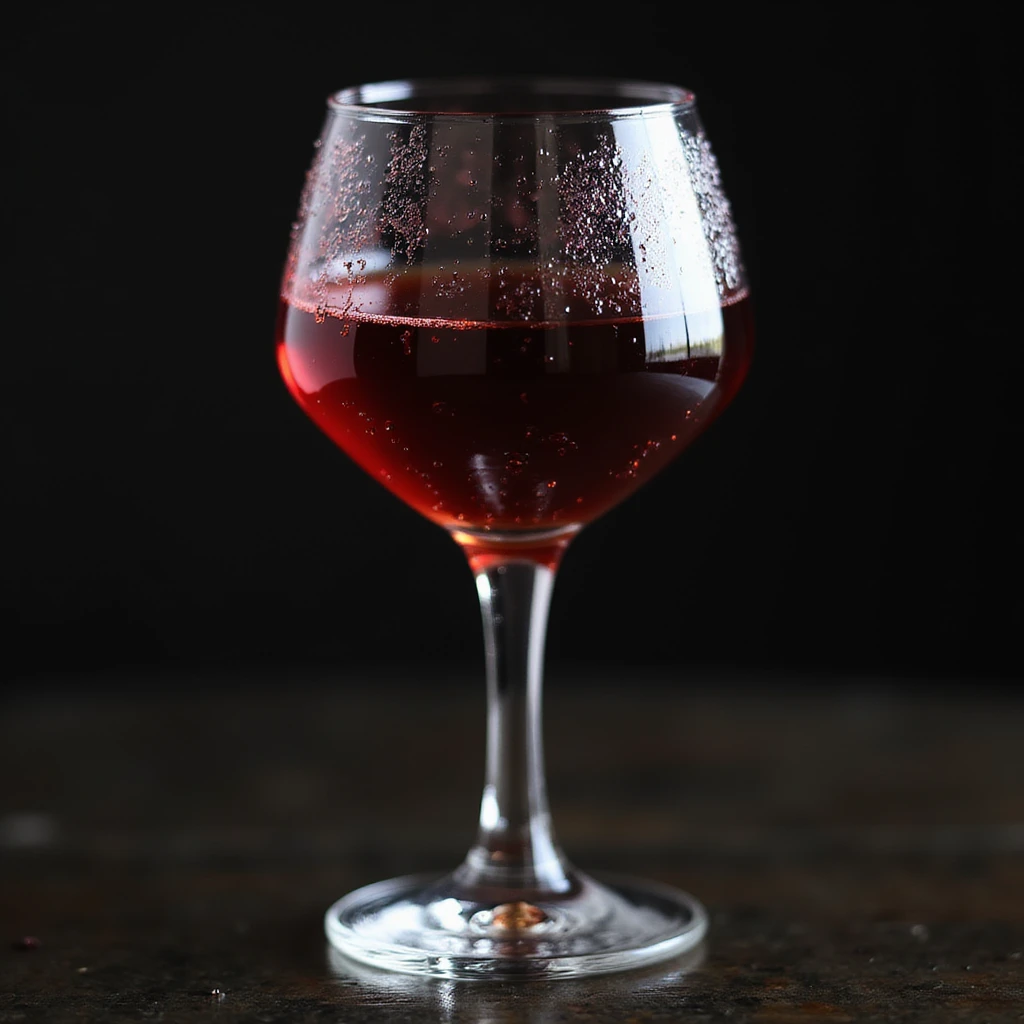 a glass of red wine with condensation on the glass, photorealistic style, no background emoji