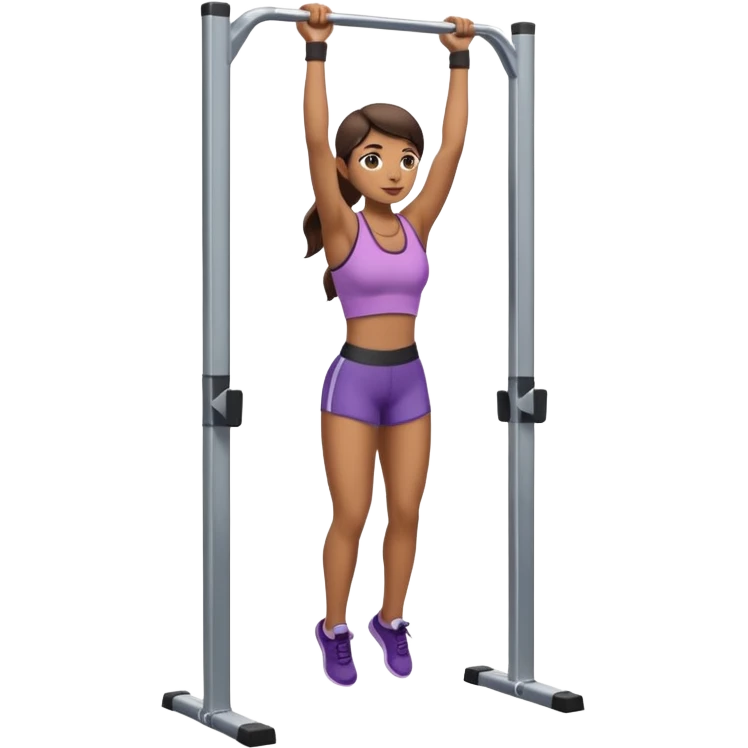 woman doing pull up full body on a stable pull up bar emoji