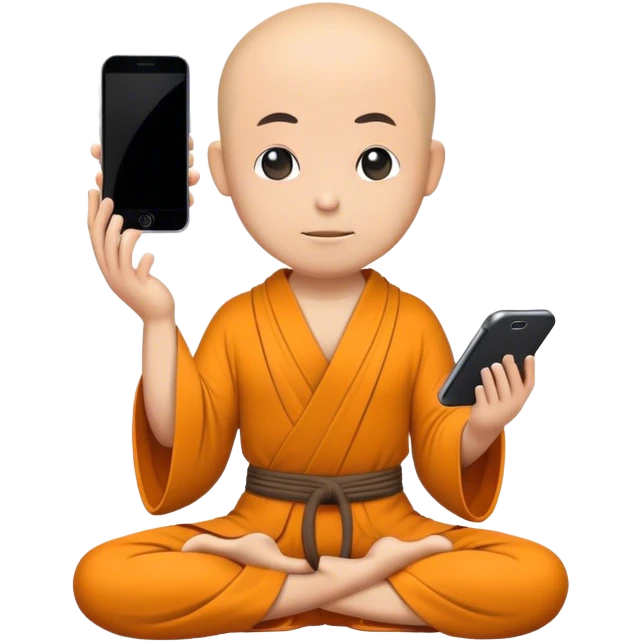 a mobile Phone wearing a monk robe in yoga position emoji