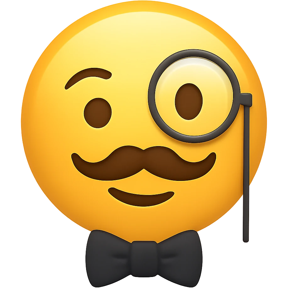 face with monocle and bow tie emoji, digital illustration, no background emoji