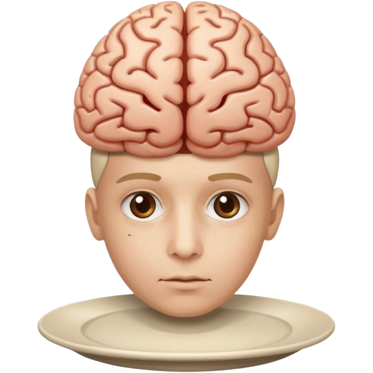 Brain on a plate next to head  emoji