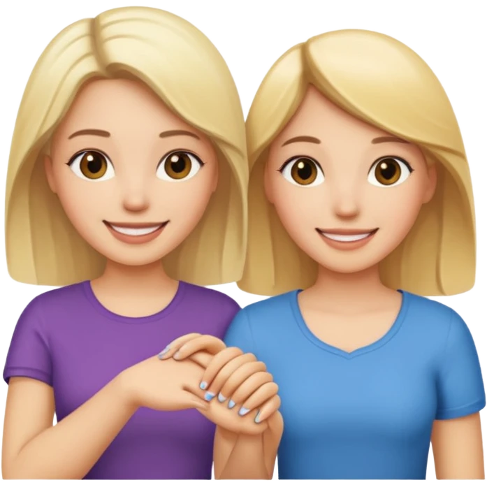 blonde and brunette women holding hands emoji