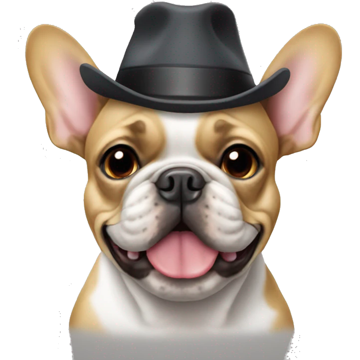 French bulldog wearing a hat emoji