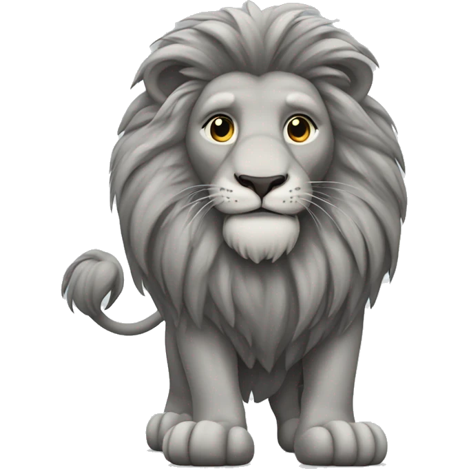 Grey Lion standing on hind legs emoji