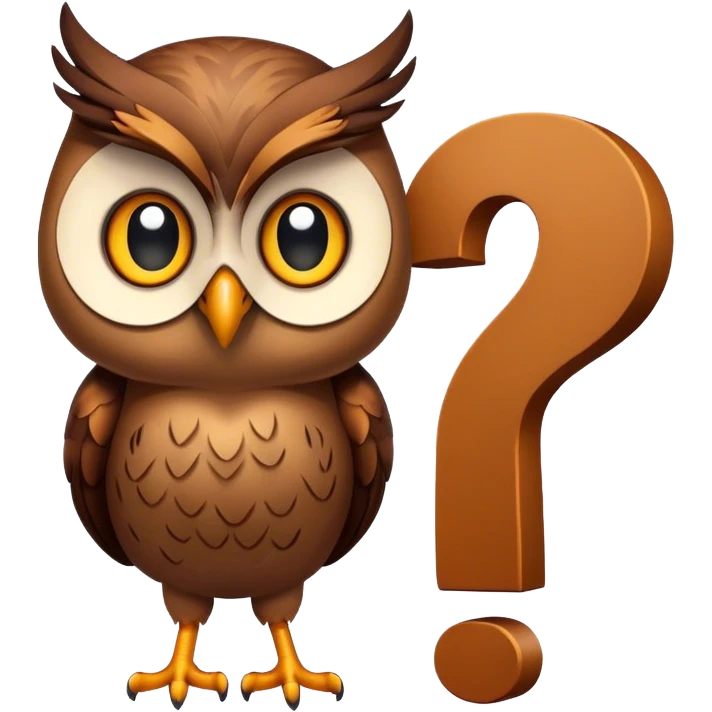 Owl beside a question mark emoji