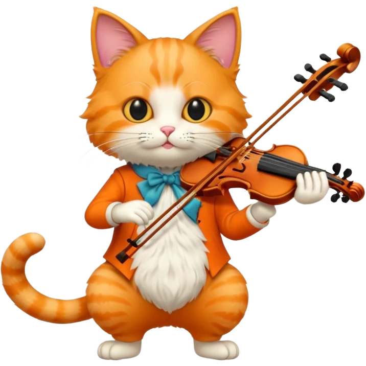 cat play violin, long full body emoji