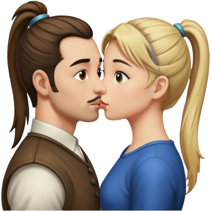 Edgar and girl kissing with ponytail
 emoji