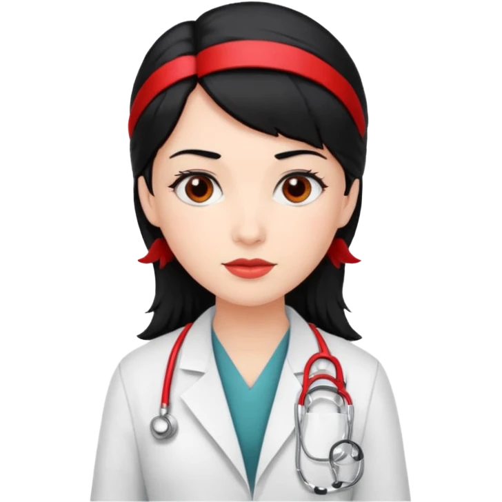 doctor with black hair and red hairclips  emoji