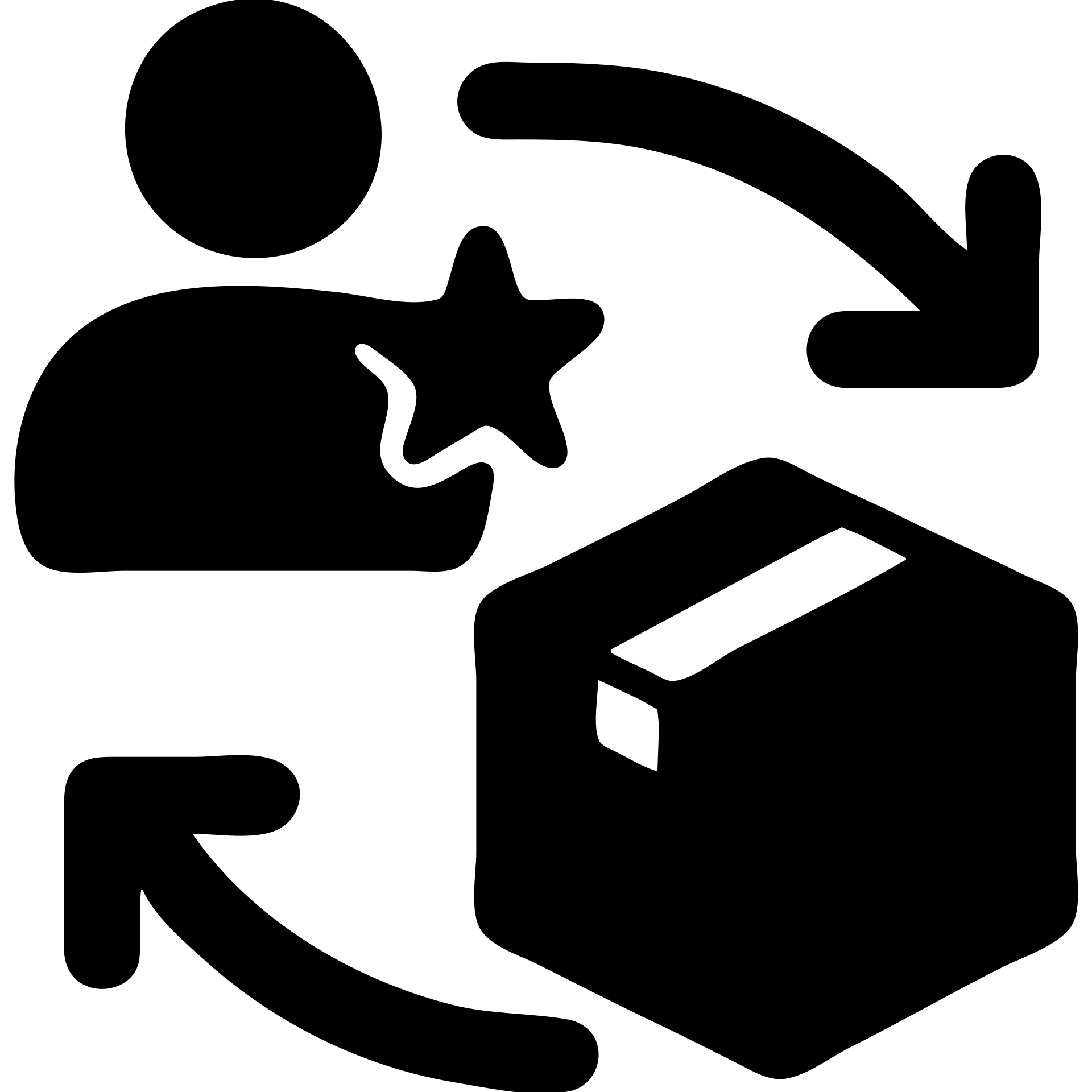 Minimalistic icon for 'Supply Chain Experience' featuring a logistics symbol, designed in a solid black filled style, with a square layout and arrows indicating movement. emoji