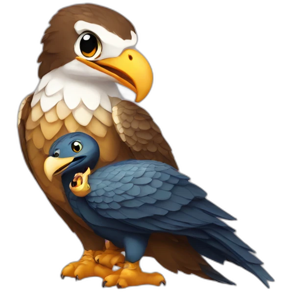 Cute snake hugs the eagle emoji