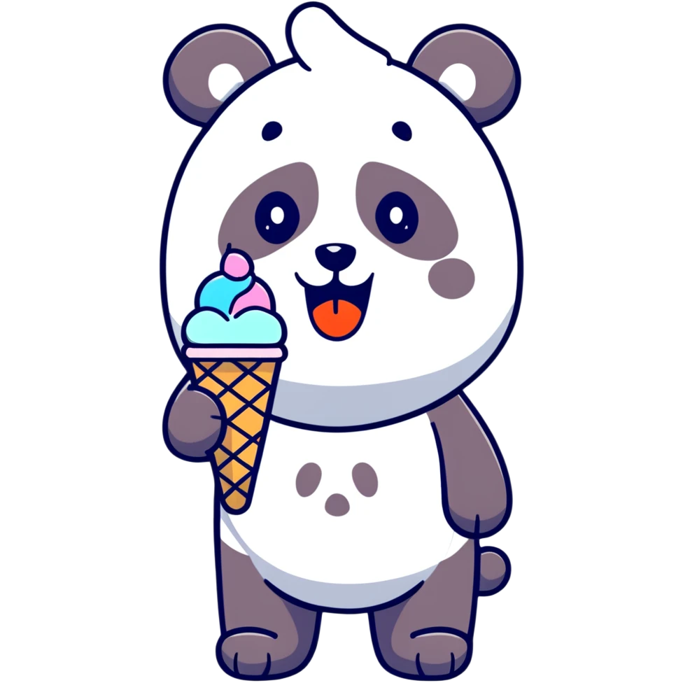 Panda eating ice cream emoji
