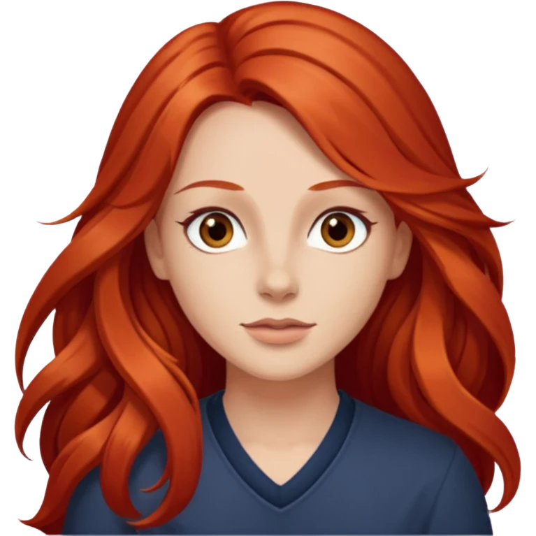 Stefanie Ridel with long red hair, brown eyes emoji