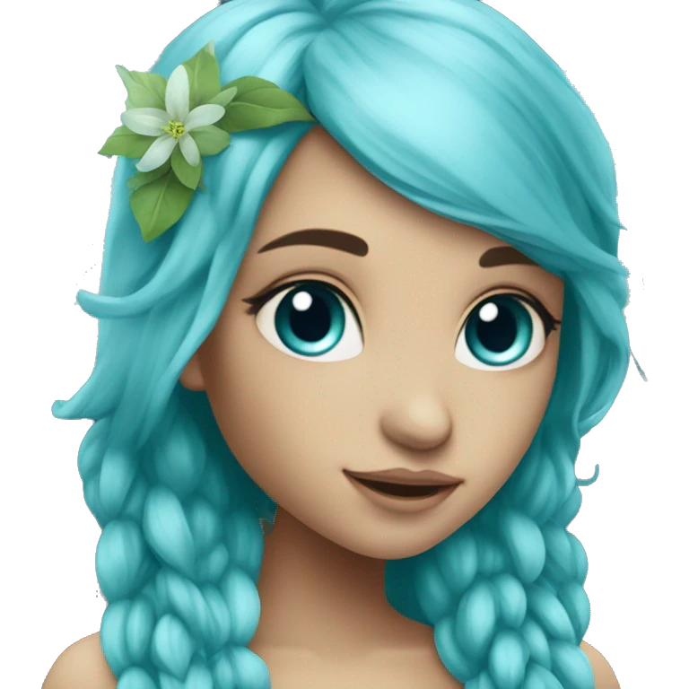Beautiful, flower, fairy, blue, turqoise, silver, long hair, big wings emoji