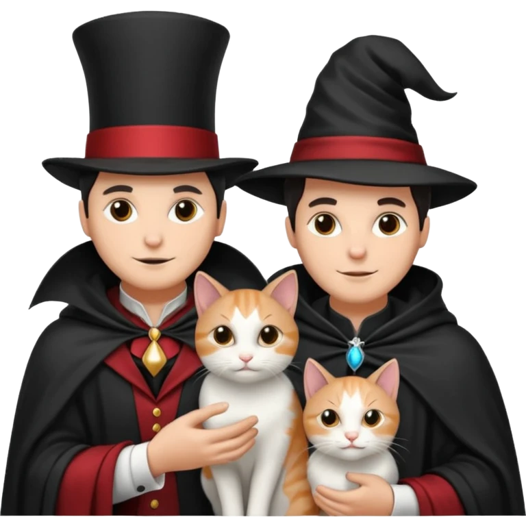 magician couple and their pet cat emoji