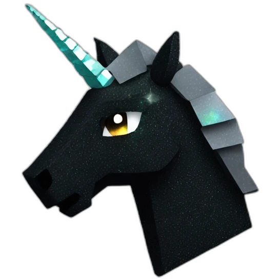 Minecraft Glitter Black Unicorn Head With Diamond Horn emoji