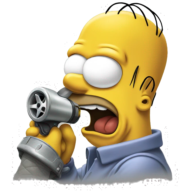 homer simpson attempting to swallow a car emoji