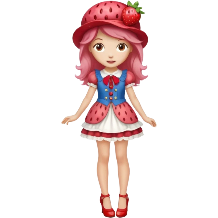 pretty and cute realistic modern day strawberry shortcake full body with high heels emoji