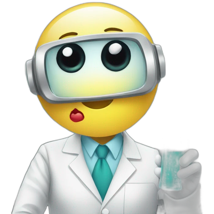 bot in medical pathology lab holding a biopsy sample emoji