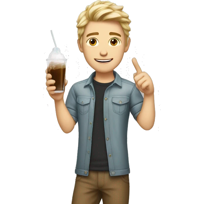 Change the hair and remove the drink from his hand and give him white skin colour emoji