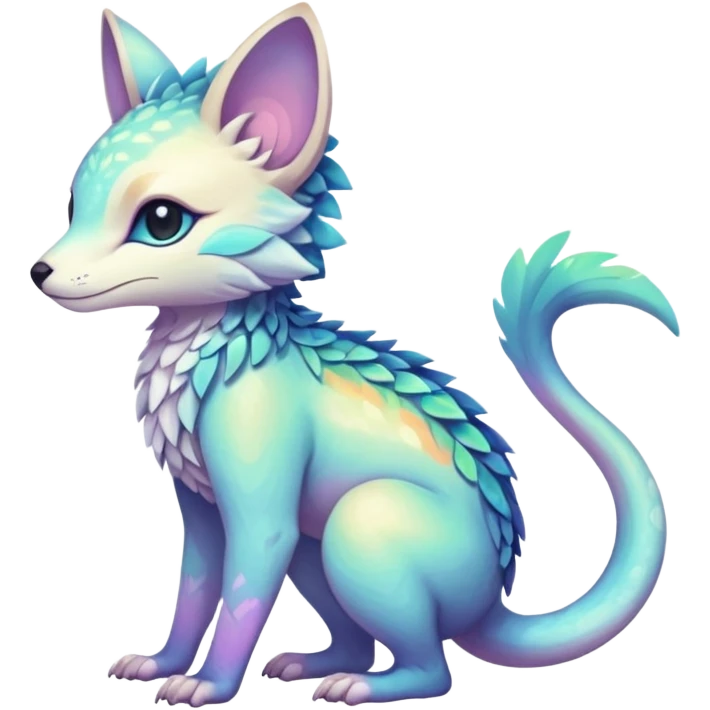 Colorful dark tropical iridescent pastel white glorious divine exotic cute cool beautiful shiny beautiful fantasy-vernid-Trico-oncilla-animal-Fakémon-hybrid-fursona (full body) emoji