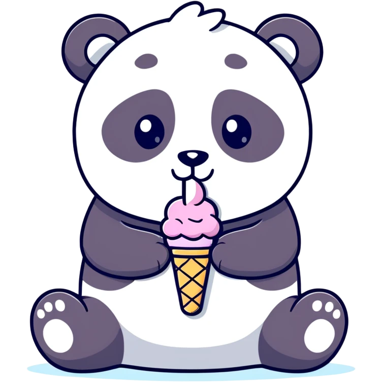 Panda eating ice cream emoji
