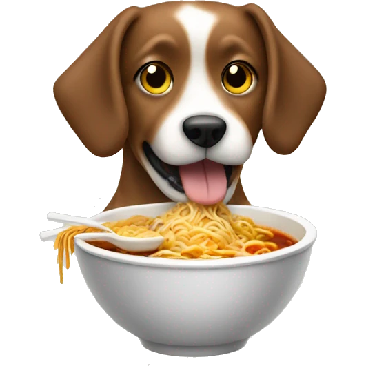Dog eating ramen emoji