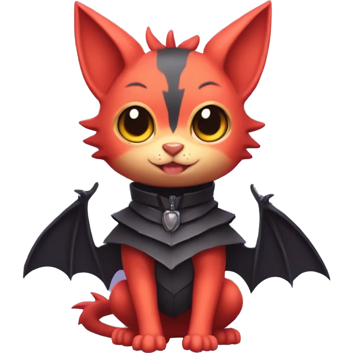  Kawaii Edgy Cool Beautiful Bat-Nargacuga-Litten full body emoji