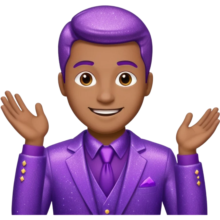 man office supervisor wearing glitter purple glittery clothes emoji