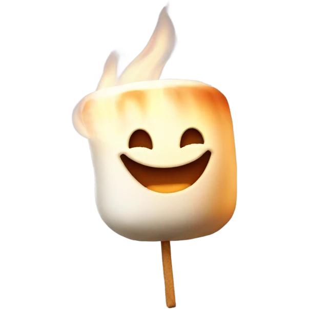 Smiling s’more roasting a marshmallow  emoji