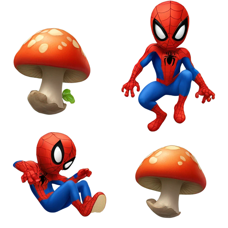 Spider-Man with mushroom on his leg emoji
