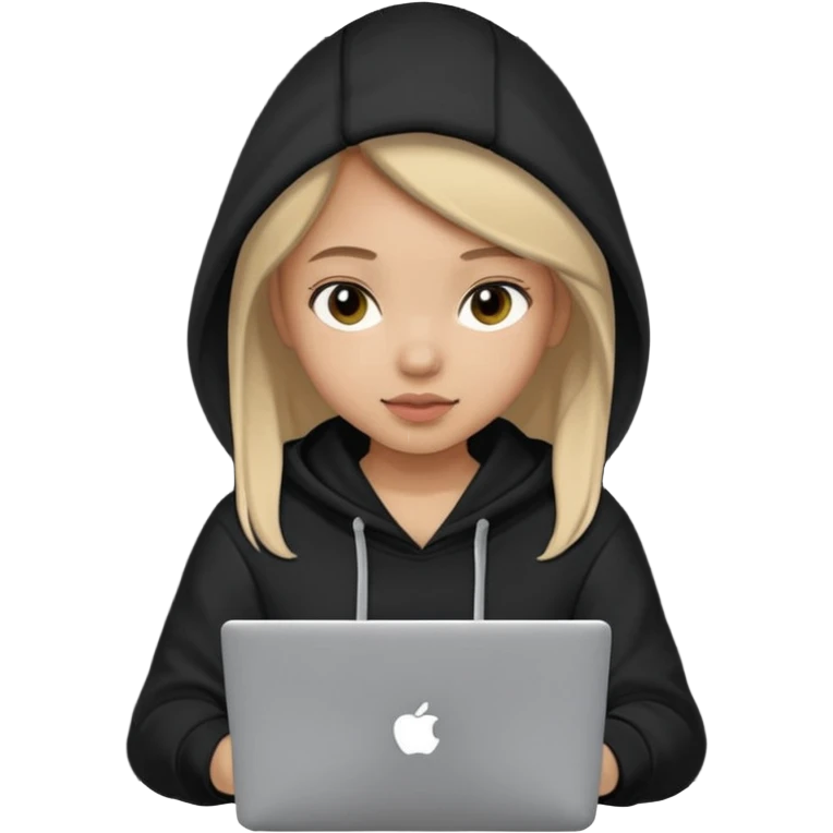 hacker girl with black hoodie and laptop emoji