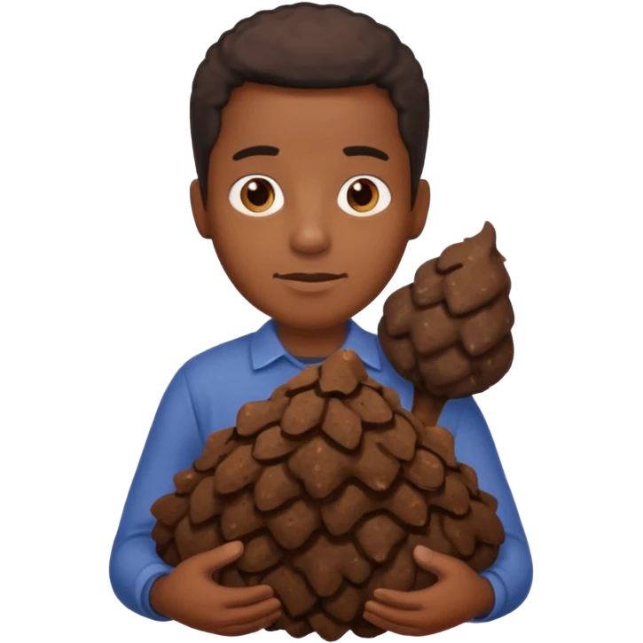 Black guy holding a poop emoji
