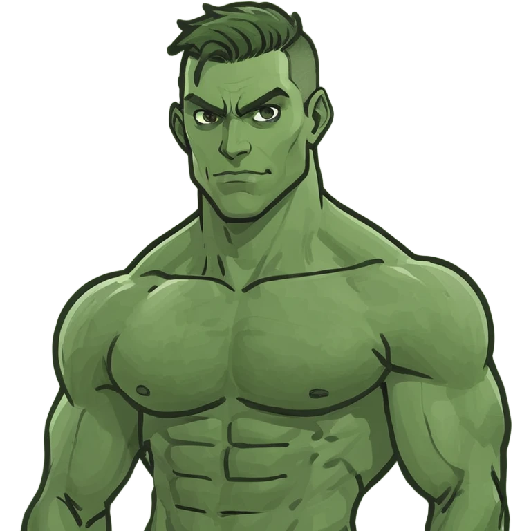 Create a phone where there is a very muscular man. And in that muscular man’s hands there is a very skinny man emoji