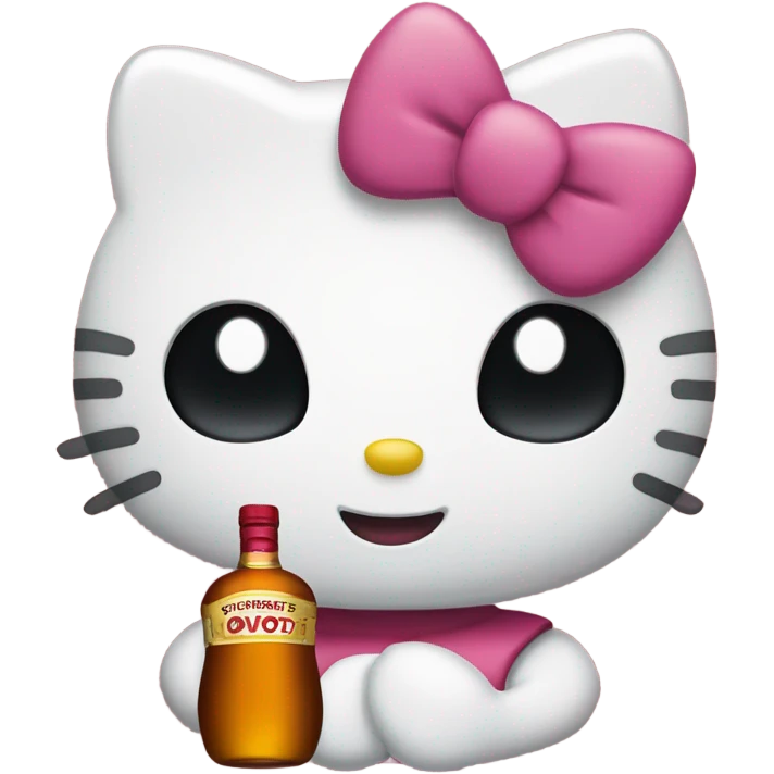 Hello kitty crying tears holding Hennessy bottle😭  emoji