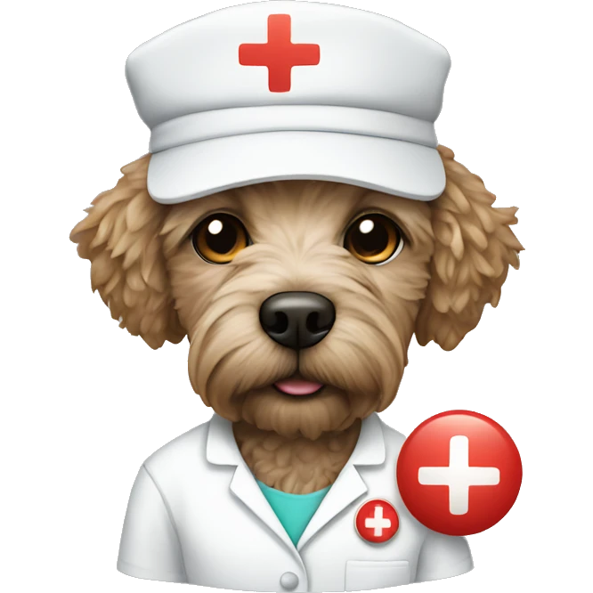 Labordoodle with a nurse hat emoji