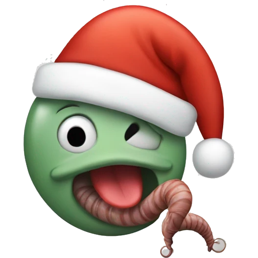 worm with santa’s hat emoji
